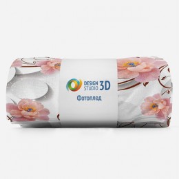 3D Плед «Цветы с росой на объемном фоне»