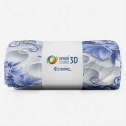3D Плед «Синие цветы на фоне с кругами»