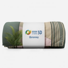 3D Плед «Пальмовые ветви на объемной стене»