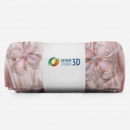 3D плед «Клевер с бриллиантами в нежно-розовых тонах»