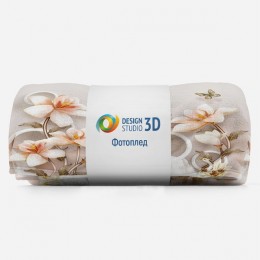 3D Плед «Объемные орхидеи с бабочками и лебедями»