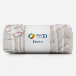 3D Плед «Птички в цветущих деревьях»