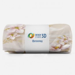 3D Плед «Нежно-розовые керамические магнолии»