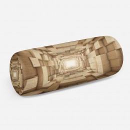 3D подушка-валик «Тоннель из древесных кубов»
