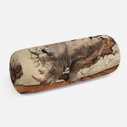 3D подушка-валик «Носорог сквозь стену»