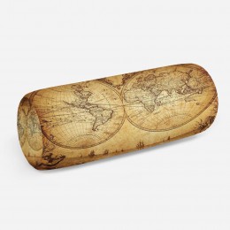 3D подушка-валик «Старинная карта мира»