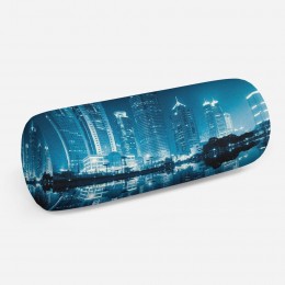 3D подушка-валик «Неоновые огни ночного города»