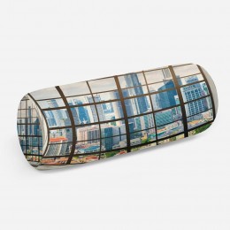 3D подушка-валик «Окна с панорамным видом на город»