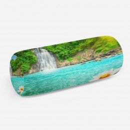 3D подушка-валик «Водопад с кувшинкой»