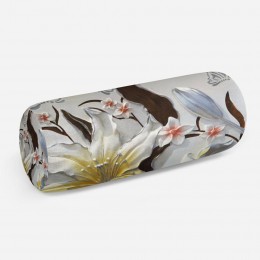 3D подушка-валик «Объемные цветы с бабочками»