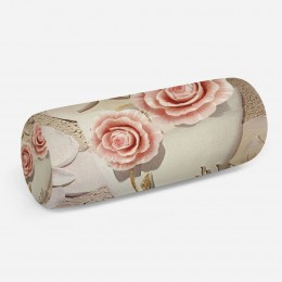3D подушка-валик «Объемная композиция с бутонами роз»