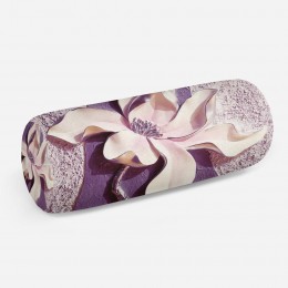 3D подушка-валик «Фиолетовые магнолии на рельефном фоне»