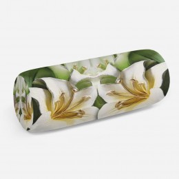 3D подушка-валик «Зеленые лилии из керамики»