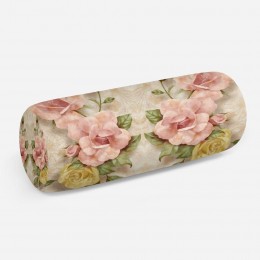 3D подушка-валик «Объемные розы под мрамор»