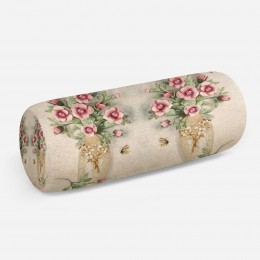 3D подушка-валик «Объемные букеты в вазах»