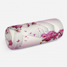 3D подушка-валик «Объемные колонны с цветами»