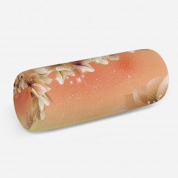 3D подушка-валик «Персиковая инсталляция с цветами»