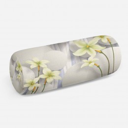 3D подушка-валик «Нежно-салатовые цветы на объемном фоне»