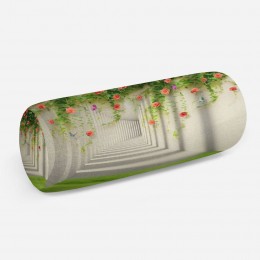 3D подушка-валик «Тоннель с лианами роз»