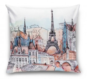3D Подушка «Париж акварелью»