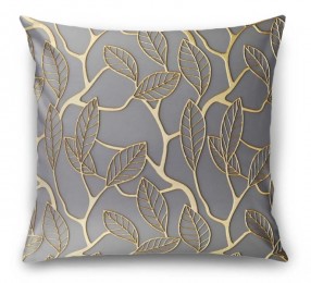 3D Подушка  «Узор с золотыми листьями»