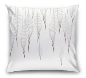 3D Подушка «Ниспадающие ажурные листья на белом»