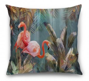 3D Подушка «Фламинго в тенистых тропиках»
