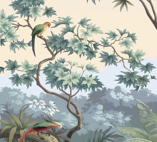 3D Подушка «Пейзаж с экзотическими птицами» вид 2