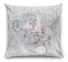 3D Подушка «Фламинго с часами»