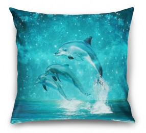 3D Подушка «Дельфины под звездным небом»