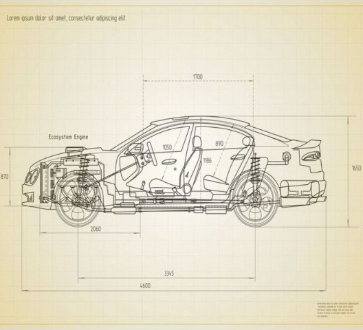 3D Подушка «Авто чертеж на светлом» вид 2