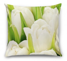 3D Подушка «Белые тюльпаны»