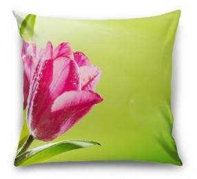 3D Подушка «Тюльпаны на зеленом фоне»