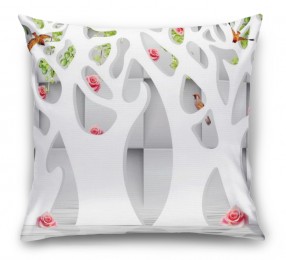 3D Подушка «Абстрактные белые деревья над водой»