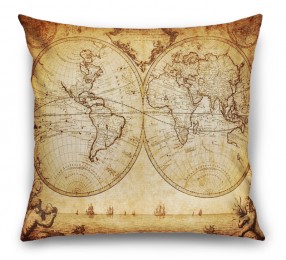 3D Подушка «Старинная карта мира»