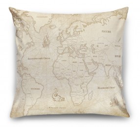 3D Подушка «Карта мира в винтажном стиле»