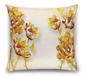 3D Подушка «Кованые золотые цветы»