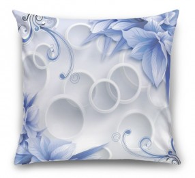 3D Подушка «Синие цветы на фоне с кругами»