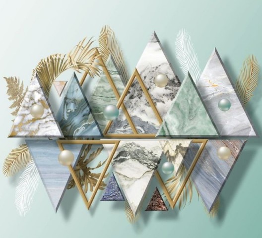 3D Подушка «Жемчужины с мраморными треугольниками» вид 2