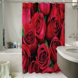 Шторы для ванной «Нежные бордовые розы»