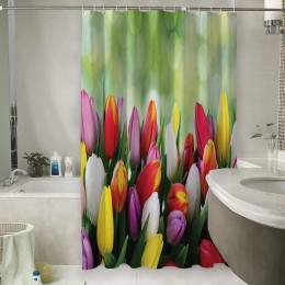 Шторы для ванной «Разноцветные тюльпаны»