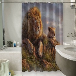 Шторы для ванной «Величественные львы»