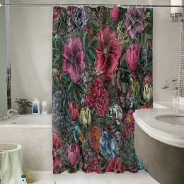 Шторы для ванной «Птицы в ярких цветах»