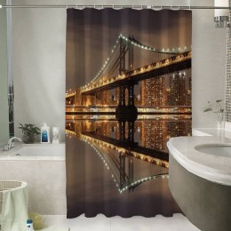 Шторы для ванной «Бруклинский мост: отражение в реке Гудзон»