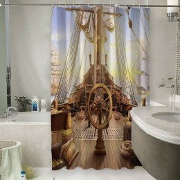 Шторы для ванной «Штурвал пиратского корабля»
