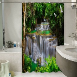 Шторы для ванной «Водопад с журавлями»