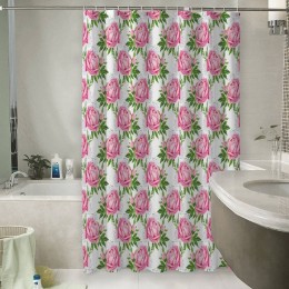 Шторы для ванной «Розовые пионы»