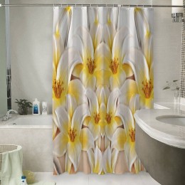 Шторы для ванной «Объемные лилии»