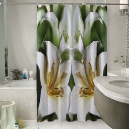 Шторы для ванной «Зеленые лилии из керамики»