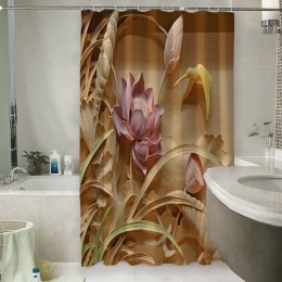Шторы для ванной «Цветы с тиснением»